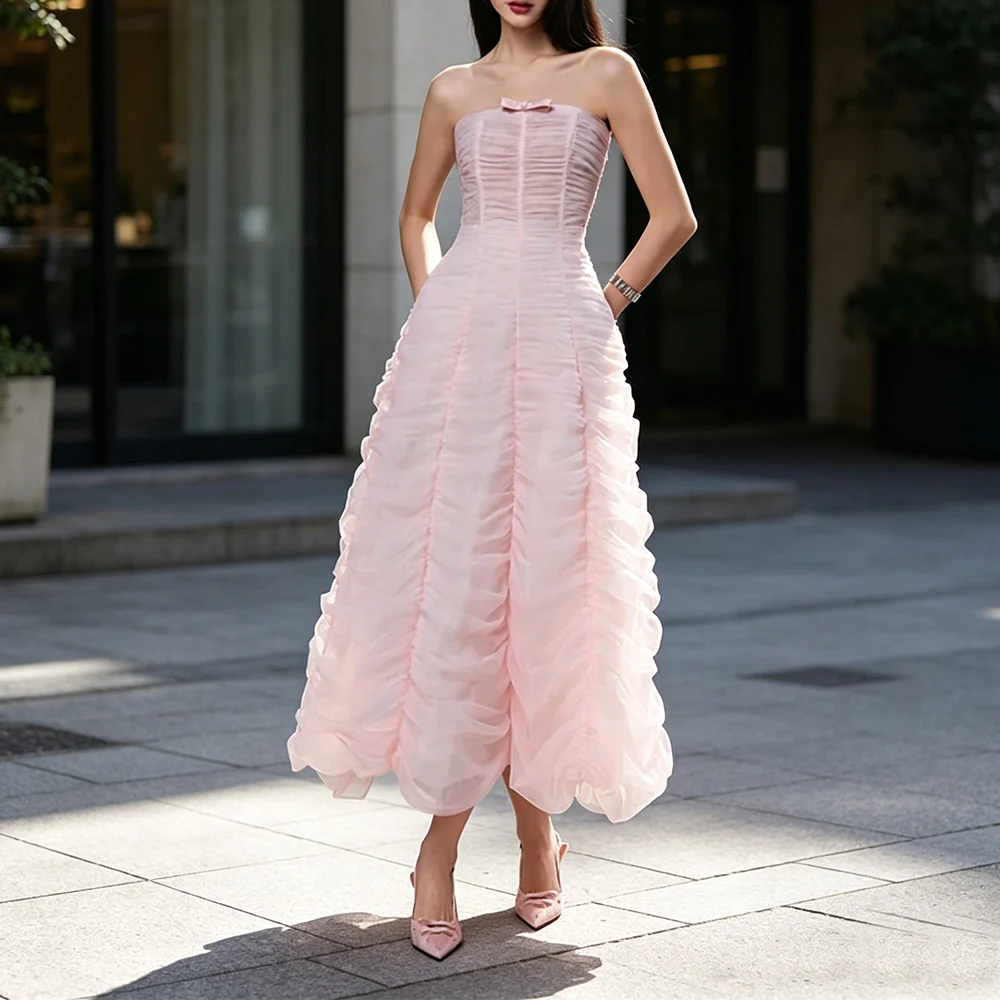 

Customized Elegant Pink Evening Dresses for Special Occasions Ankle-Length A-Line Sweep Train Women Prom Party Gala Gowns 2026