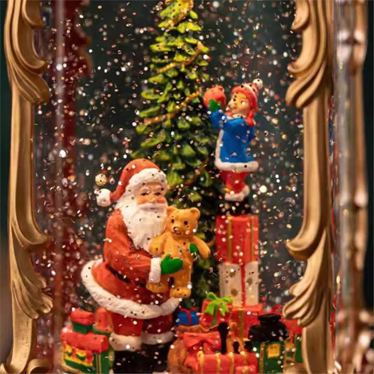 2026 New Merry Music Box Play Melody Carousel Snow Globe Turntable Decorations Winter Music Movement for Home Party