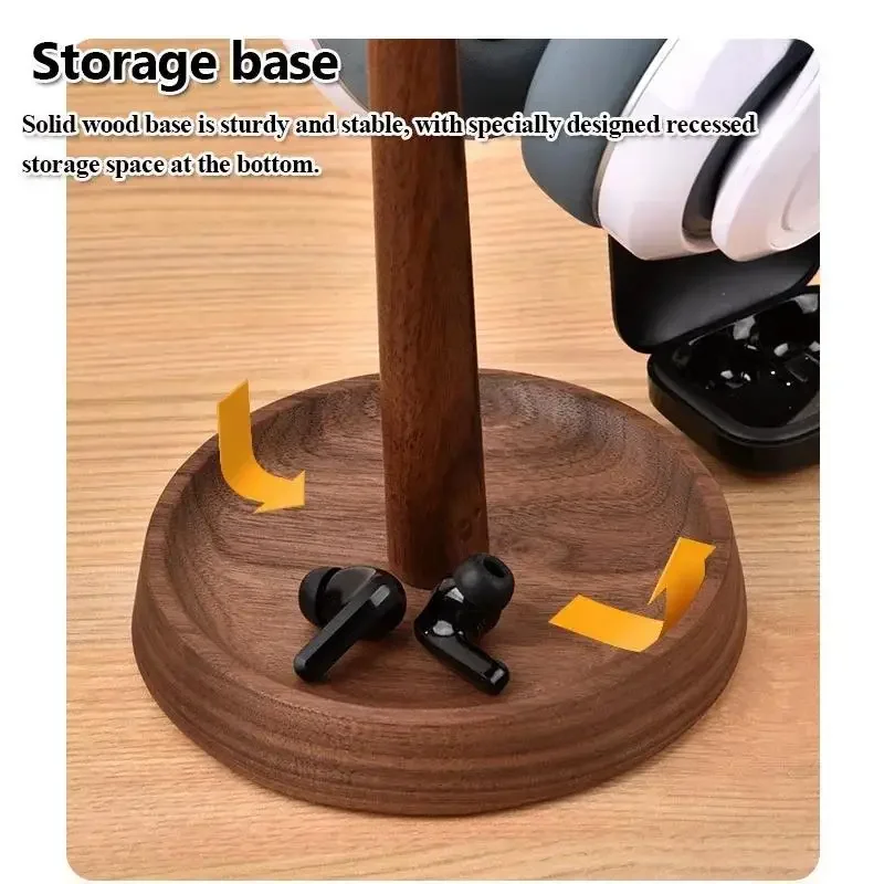 Hoge kwaliteit houten gaming-hoofdtelefoonbeugel Zwart walnoot Headsethanger Hoofdtelefoonstandaardhouder Desktop Display Oortelefoonopslag