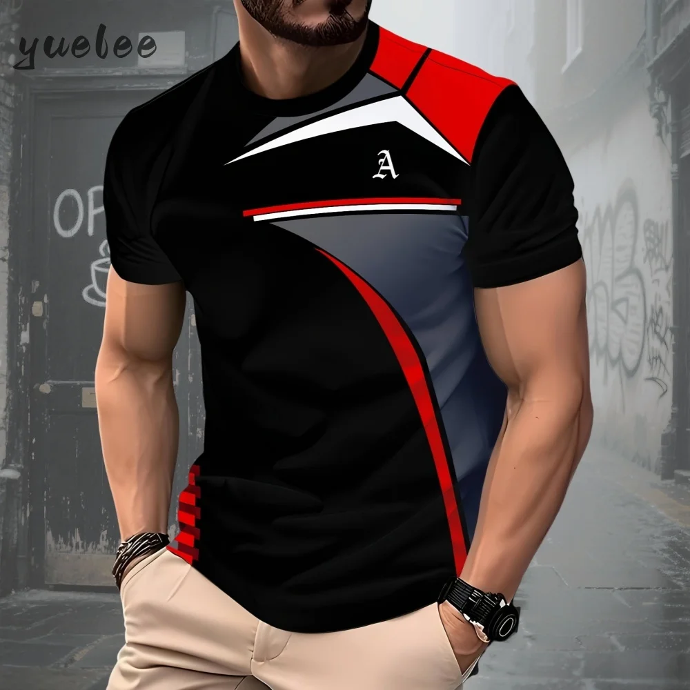3D Print Stripes Gradient Fashion Men's Large-Sized Short-Sleeved TShirt Breathable Exercise Casual Street Stylish Versatile Top
