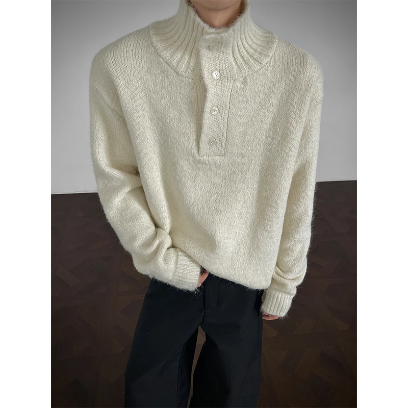 Winter Sweater Men Warm Fashion Black Casual Knitted Pullover Men Korean Loose Long Sleeved Sweater Mens Jumper Clothes M-3XL