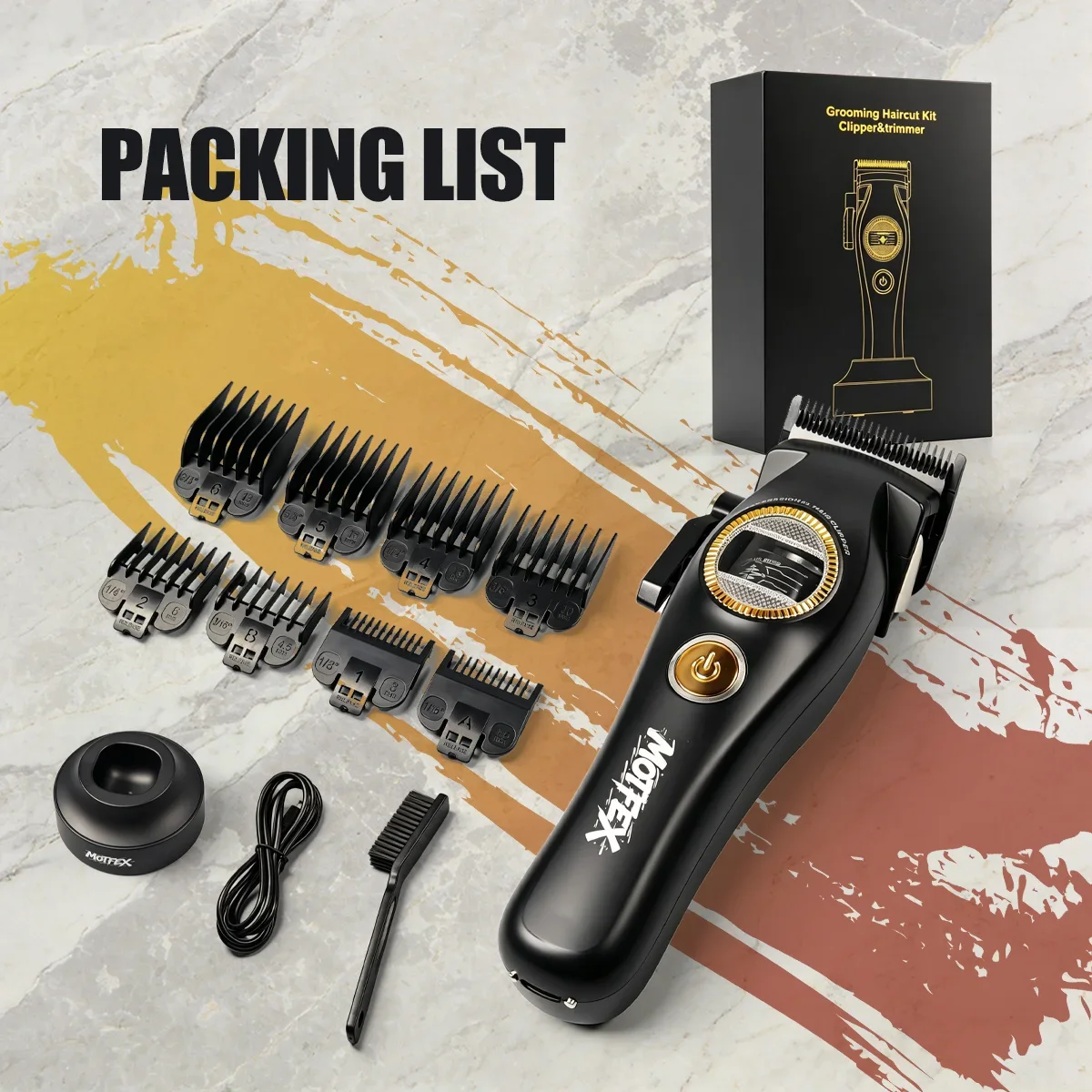 MotFex MA1C MA1T Professional Hair Clipper Trimmer Kit 7200RPM Brushless DLC Ceramic Blade Cordless Barber Hair Cutting Machine