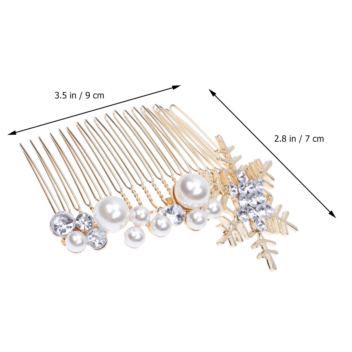 

1pc Hair Side Comb Simulated Pearl Snowflake Alloy For Women Golden Wedding Party Prom Decoration Rhinestone Hair Comb Insert