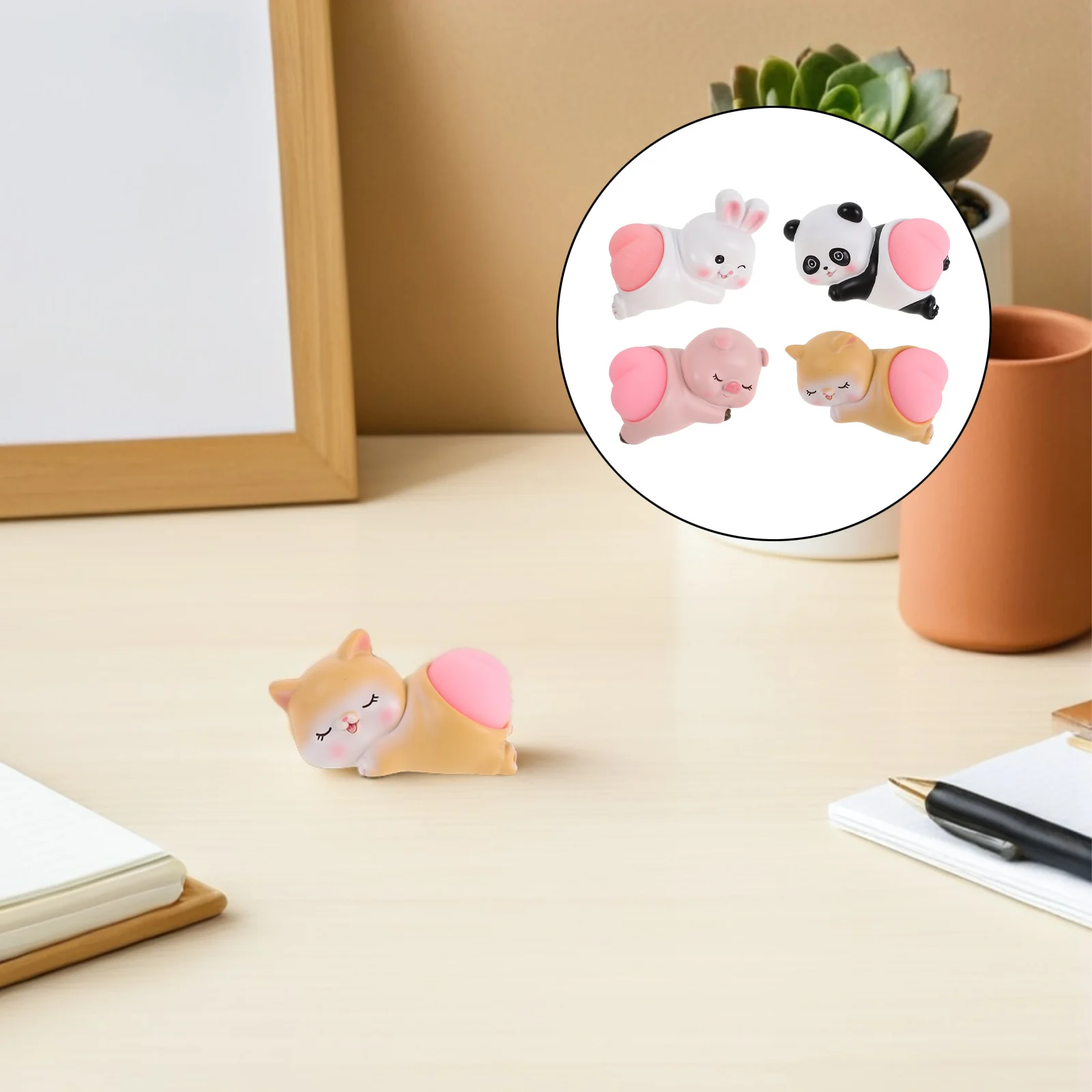

4Pcs Cute Desk Ornaments Soft Cartoon Shaped Squeezable Decorations for Office Car Home Unique Interactive Gifts