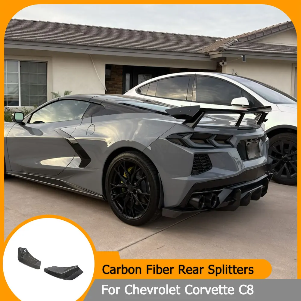 

Real Carbon Rear Bumper Splitters Fins For Chevrolet Corvette C8 Stingray 2-Door 2020-2022 Protector Winglets Rear Splitters FRP