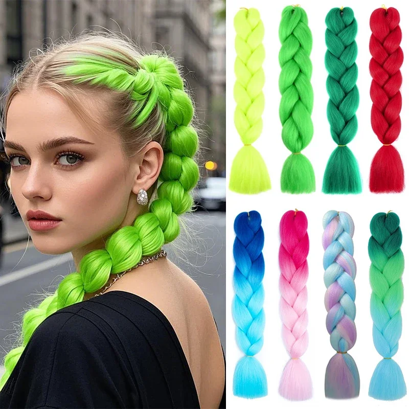 

Synthetic Ombre Braiding Hair 24Inch 1Pack Pre Stretched Box Jumbo Colorful Crochet Extensions for Women