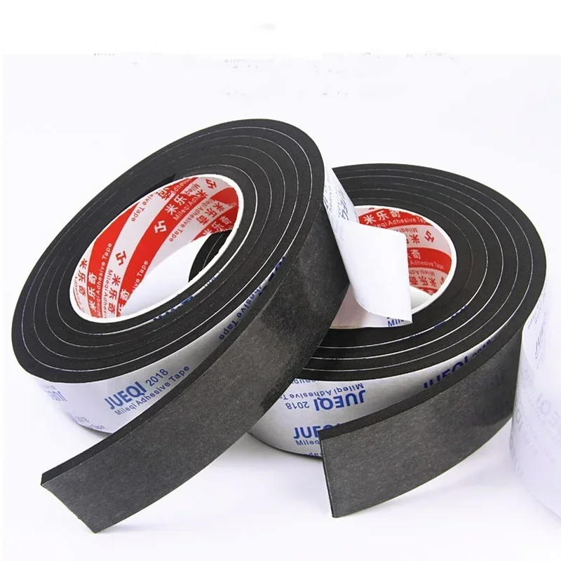 EVA Sponge Anti-collision Strip Tape Double-sided Strong Self-adhesive Tape Door Frame Gap Sealing Strip Black Foam Glue Tapes