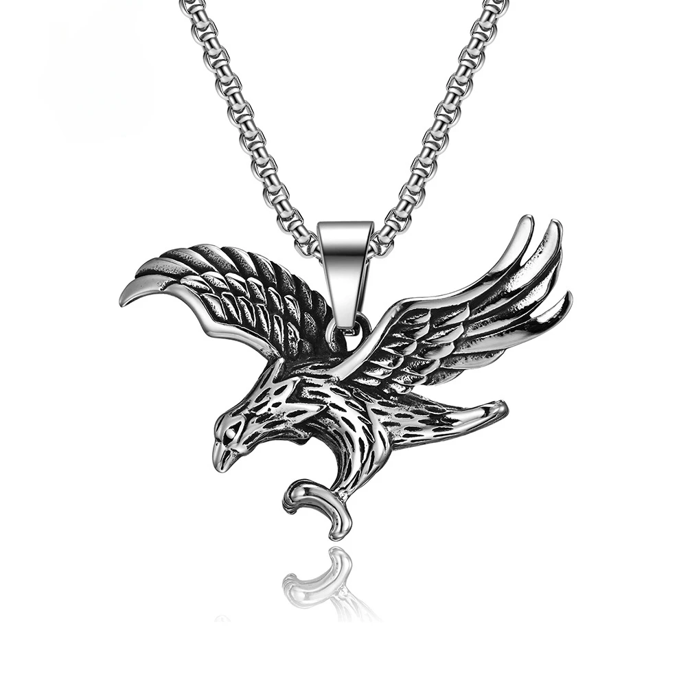 

PSJ Fashion Jewelry Vintage Hip-Hop Style Eagle Pendant O-Chain Stainless Steel Necklace for Men