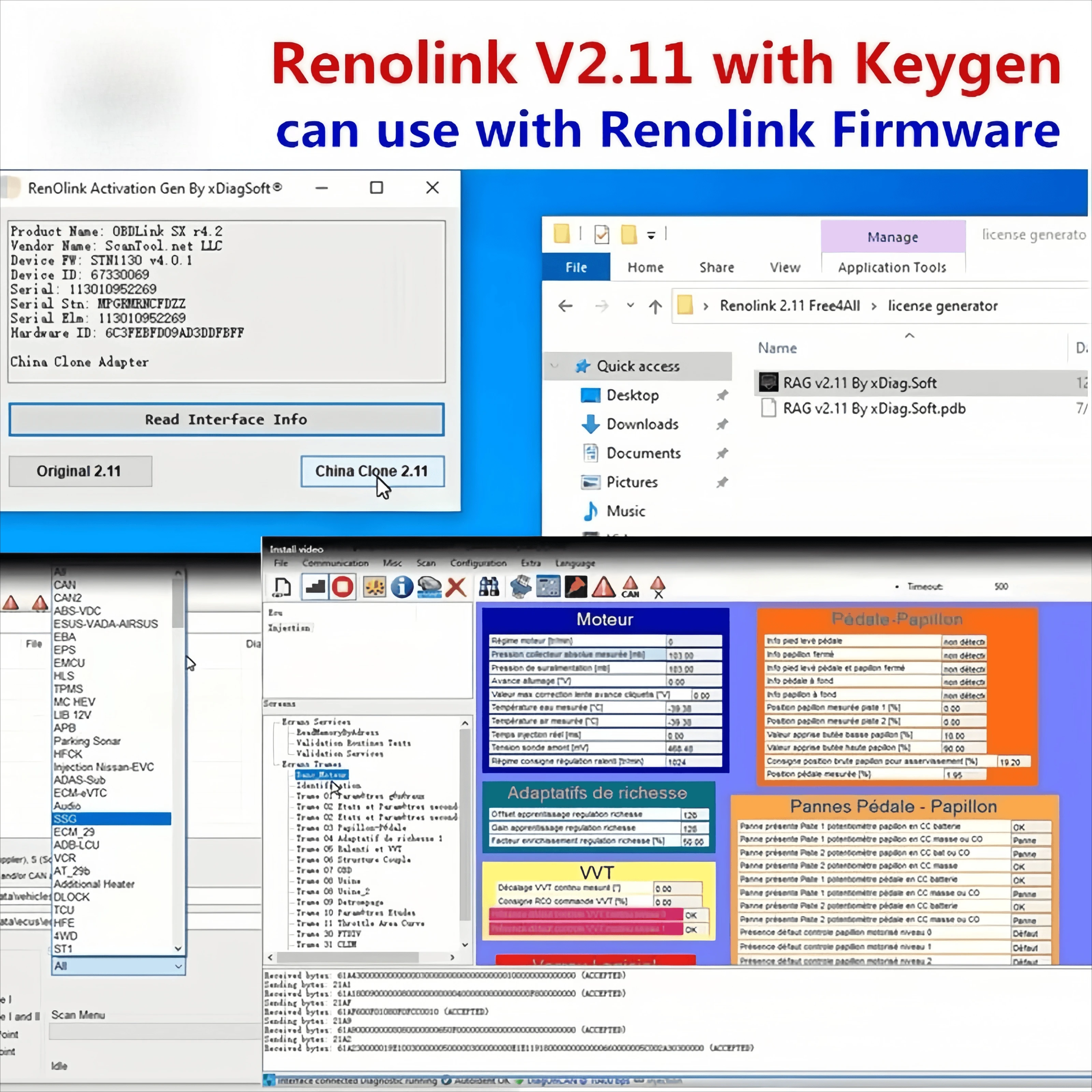 Newest Renolink V2.11 with Keygen for Renault/Dacia Vehicles ECU Programmer Airbag Key Coding Renolink V2.11 Software