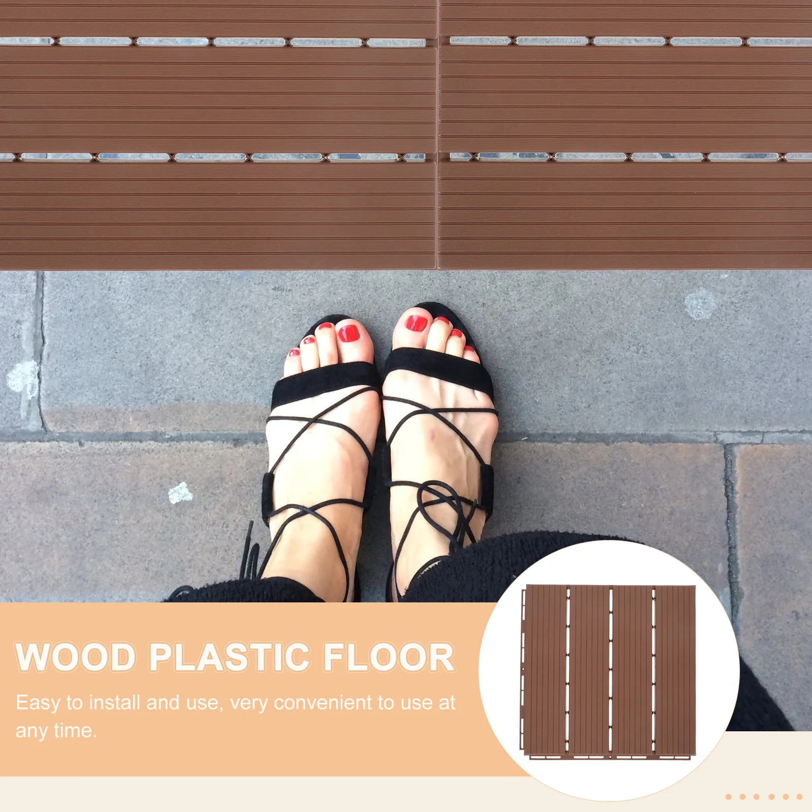 Mosaic Floor Decorative Ceramic Tile Backyard Splicing Plastic Outdoor Practical Wood-Plastic