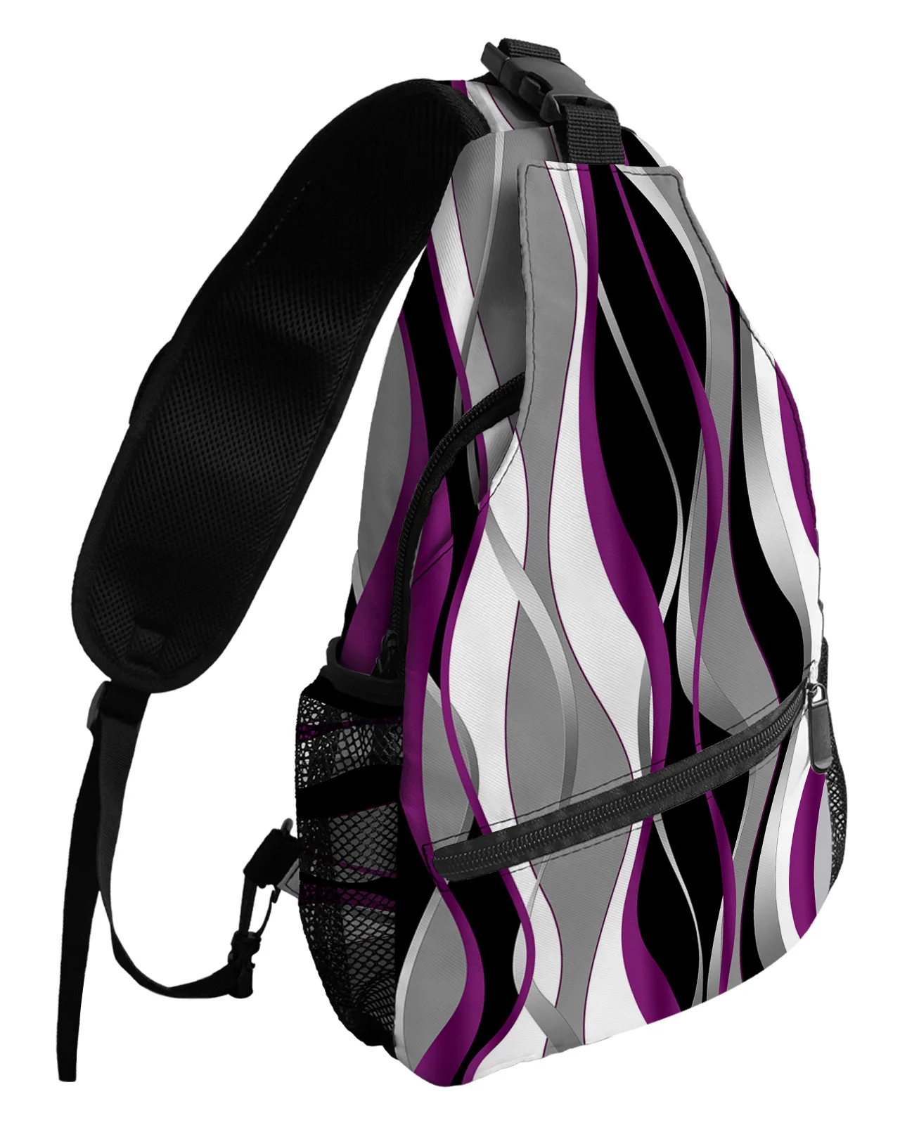 

Stereo Abstract Line Gradient Purple Chest Bags For Women Men Waterproof Messenger Bags Travel Sport One Shoulder Crossbody Bag