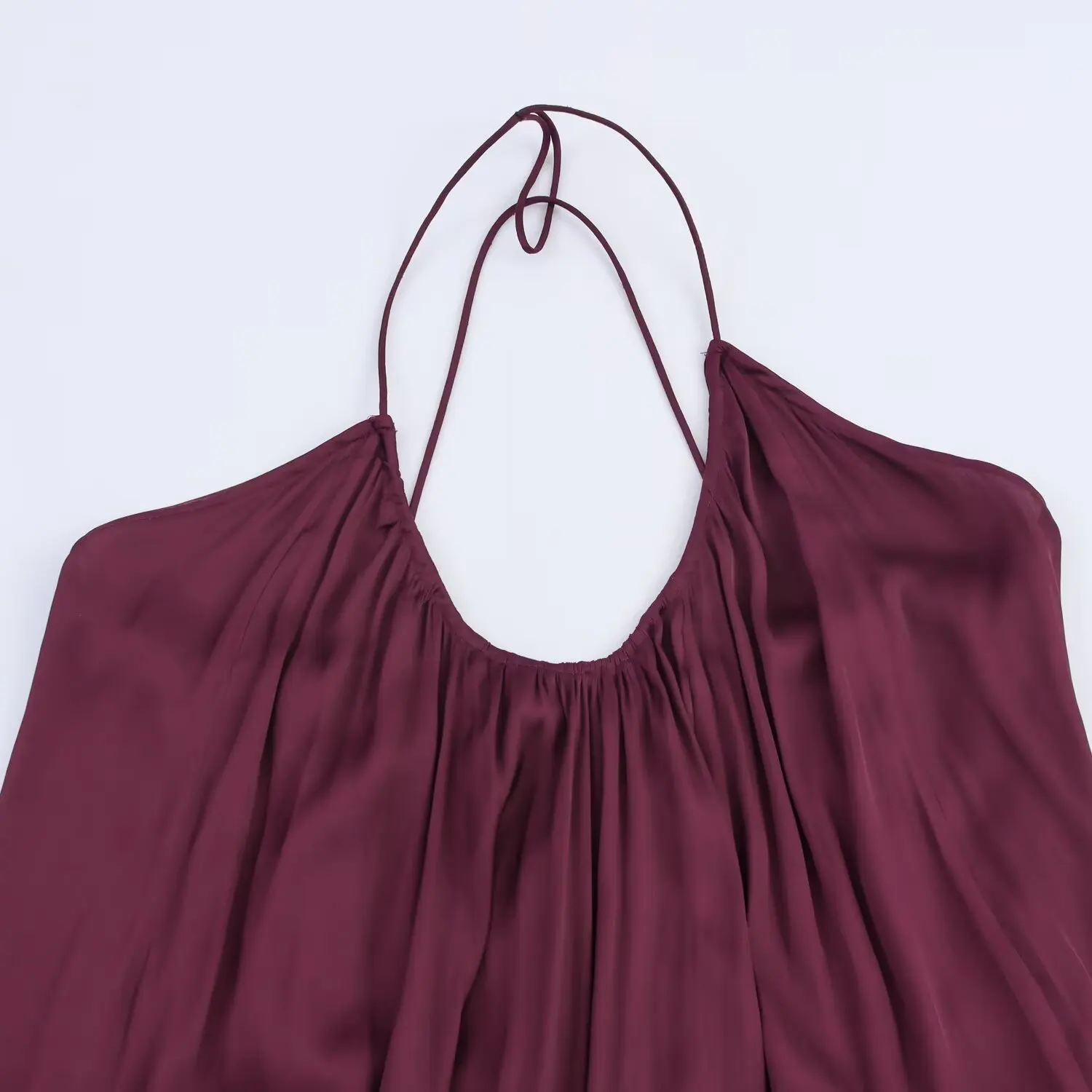 Długa satynowa sukienka na ramiączkach z jedwabiu, z dekoltem typu halter, casualowa, w stylu H, z włókna poliestrowego, na sezon letni, damska.