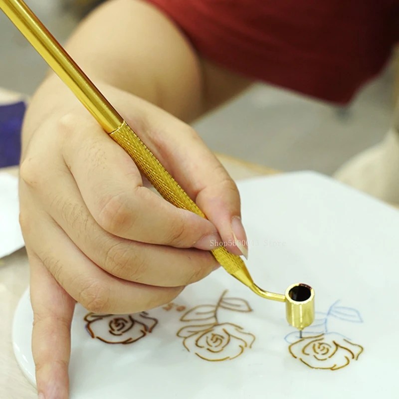 Keramik Pigment Zeichnung Goldene Stift 0,3/0,5/0,7mm Flüssigkeit Schriftsteller DIY Keramik Malerei Färbung Glattes Schreiben keramik Werkzeuge – Detail 3