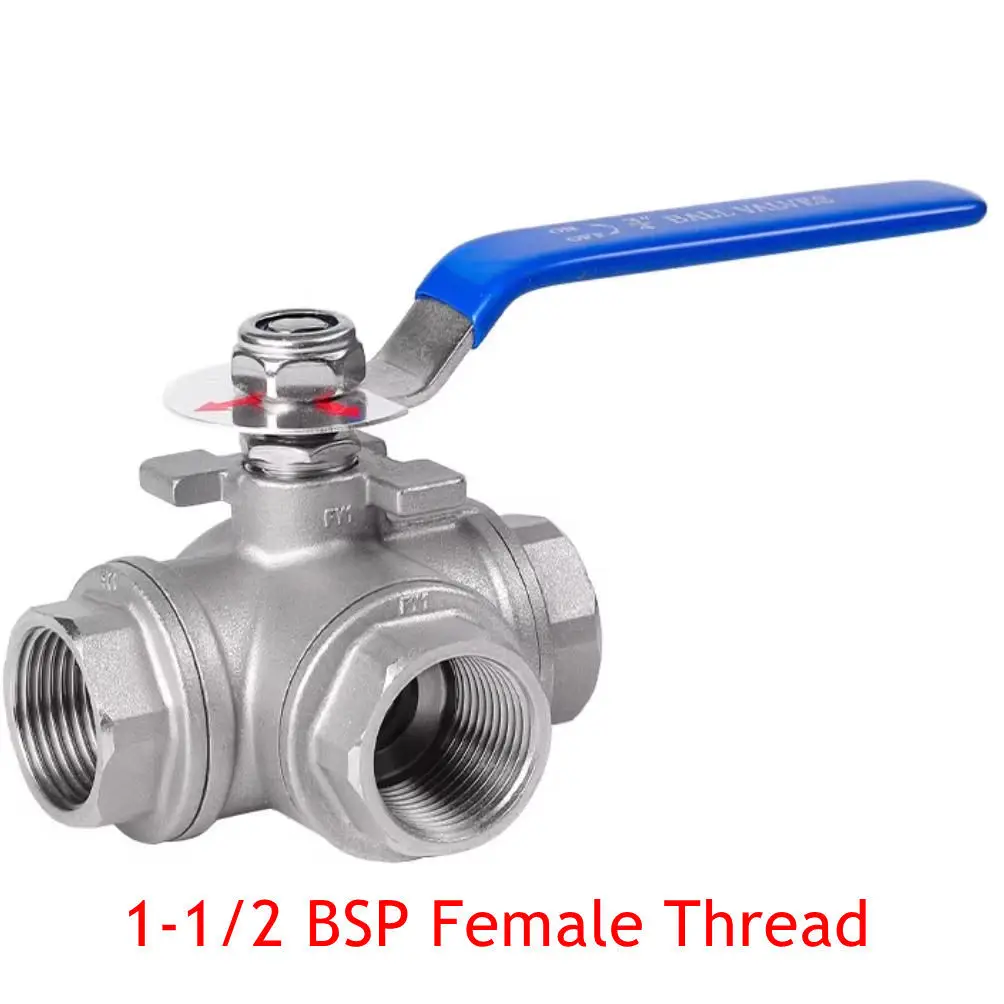 

Длинная ручка 1-1/2 дюйма BSP Внутренняя резьба Тройник из нержавеющей стали 304 Шаровой кран SS304 Кран T L Тип 3-ходовой фитинг для труб