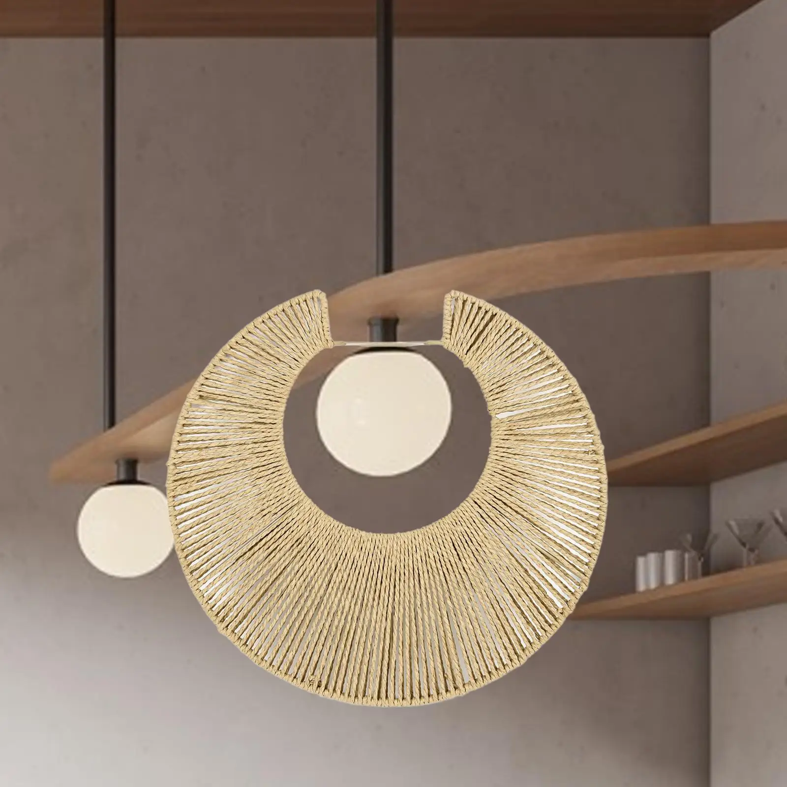Woven Lampshade Hanging Lamp Shade Art Deco Pendant Light Cover for Modern Kitchen Island Lighting