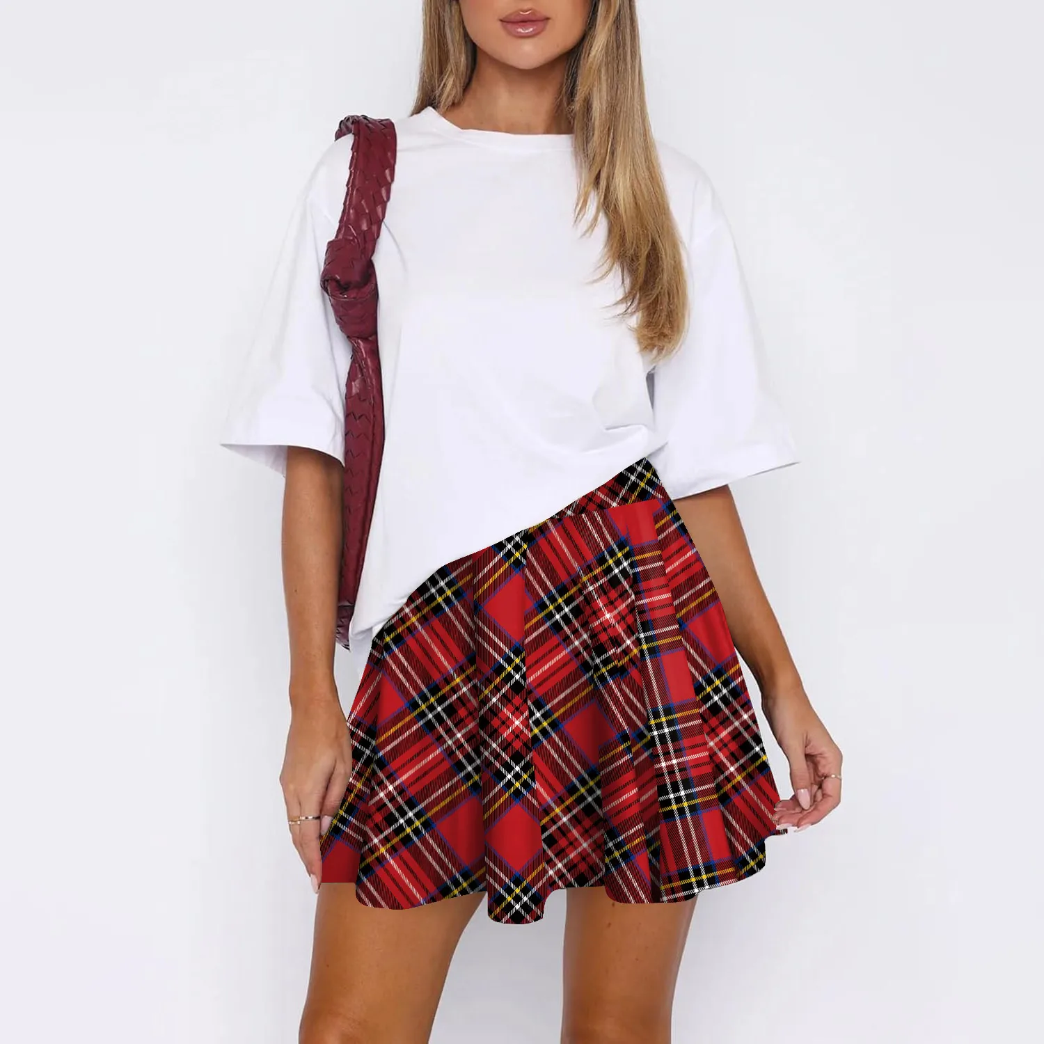Mini jupes plissées pour femmes, accessoires de Club Sexy Y2k, carreaux de noël, taille haute, extensible, Tennis, patineuse, tenues trapèze pour femmes