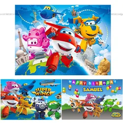 Super Wings Jett Birthday Background Boys Kids Party Banner Backdrop Photography Props Photo Decoration Supplies Baby Shower