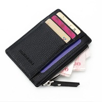 Wallet Mini PU Leather Card Holders Card Slots Purse Small Men Wallet Women Zipper Coin Pocket Ultra Thin Wallet Cardholder