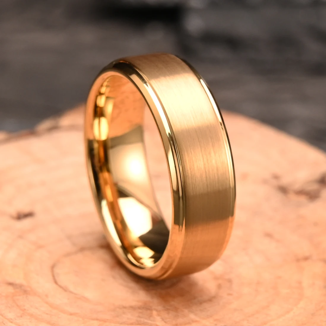 8MM/6MM Goldfarbener Wolframring Herren Eheringe Anillos Bague Homme Pareja De Modeschmuck Paar Verlobungsringe Geschenke – Detail 12