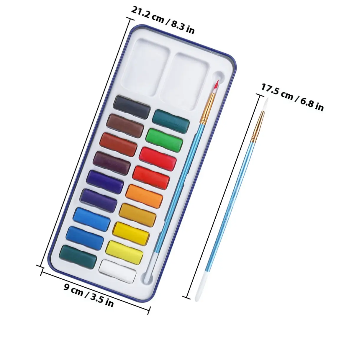 18 Colors Solid Watercolor Paint Set Tin Metal Box with Brush Easy Clean Basic Watercolor Kit Perfect for Students
