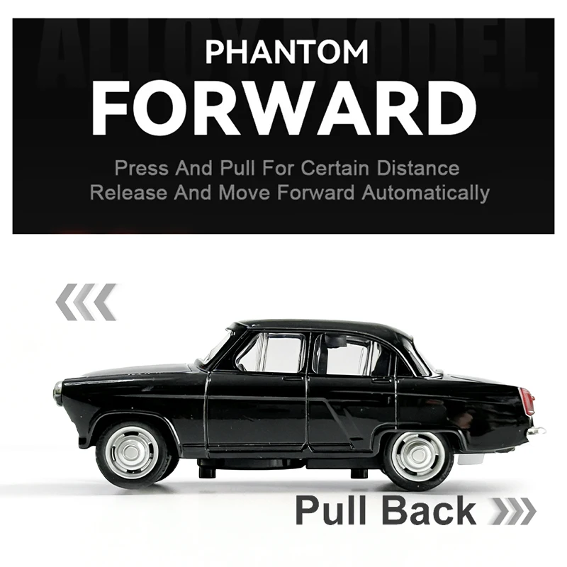 1:43 gaz ГАЗ-21 Alloy Diecast Vintage Car Model Light Sounds Classic Pull Back Miniature Vehicle Replica For Collection Gift view 3