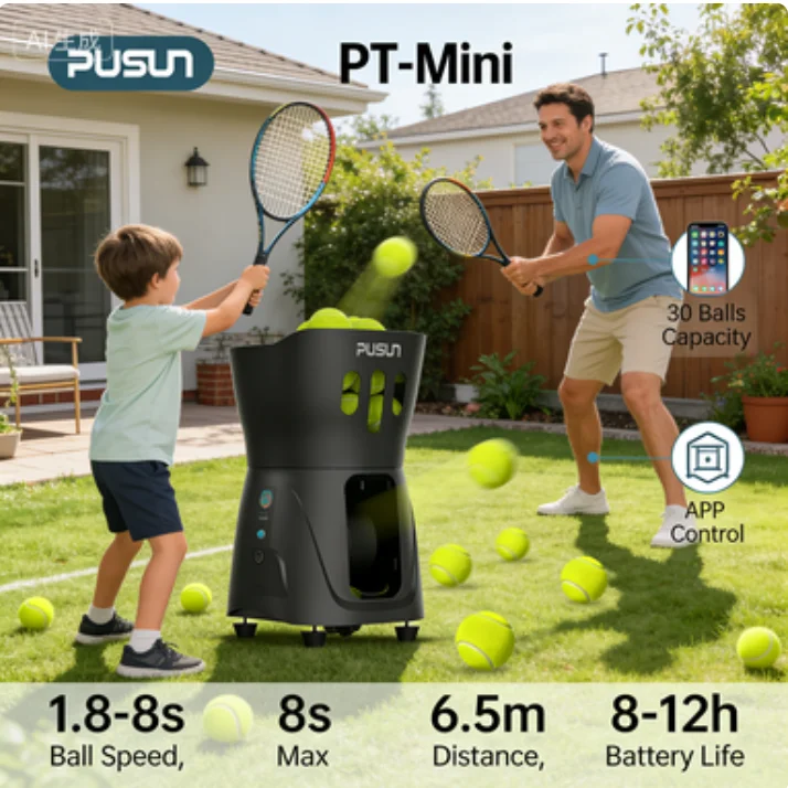 PTMINI Tennis Practice Machine, Basic Practice 30ball  Ultra-lightThrow Machine