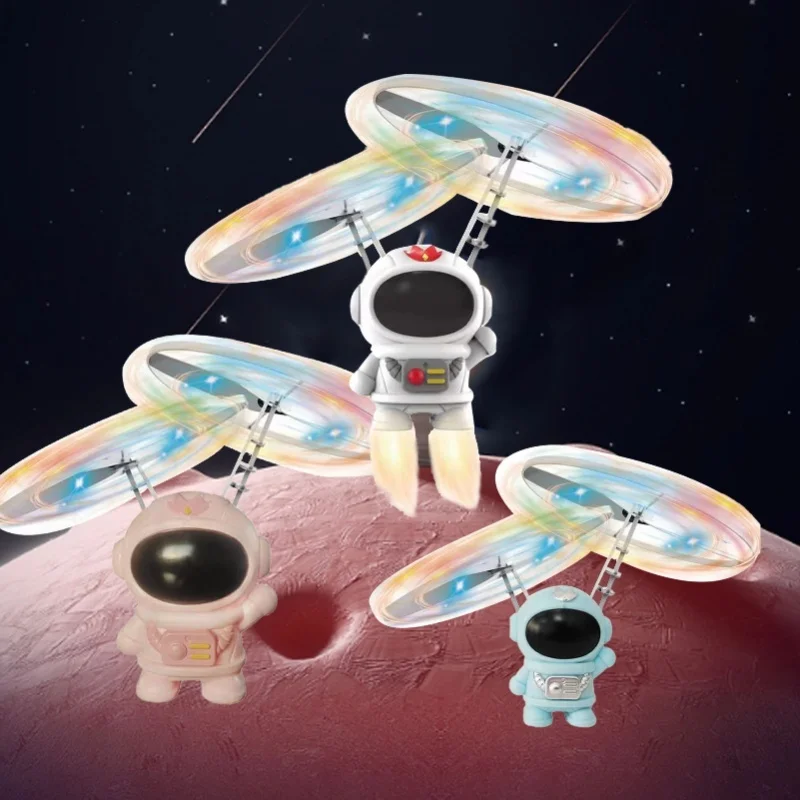 フライングスペースマン子供のおもちゃ楽しい革新的な赤外線誘導フライングスペースマンドローンおもちゃ子供のためのギフト用LED照明付きホワイト