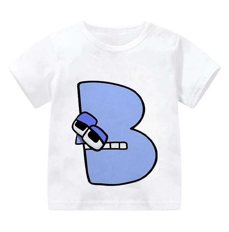 New Alphabet Lore T Shirt Print Cartoon Casual Summer Children Short-sleeved Anime T-shirt Kids Clothes Boy Game Series T Shirt