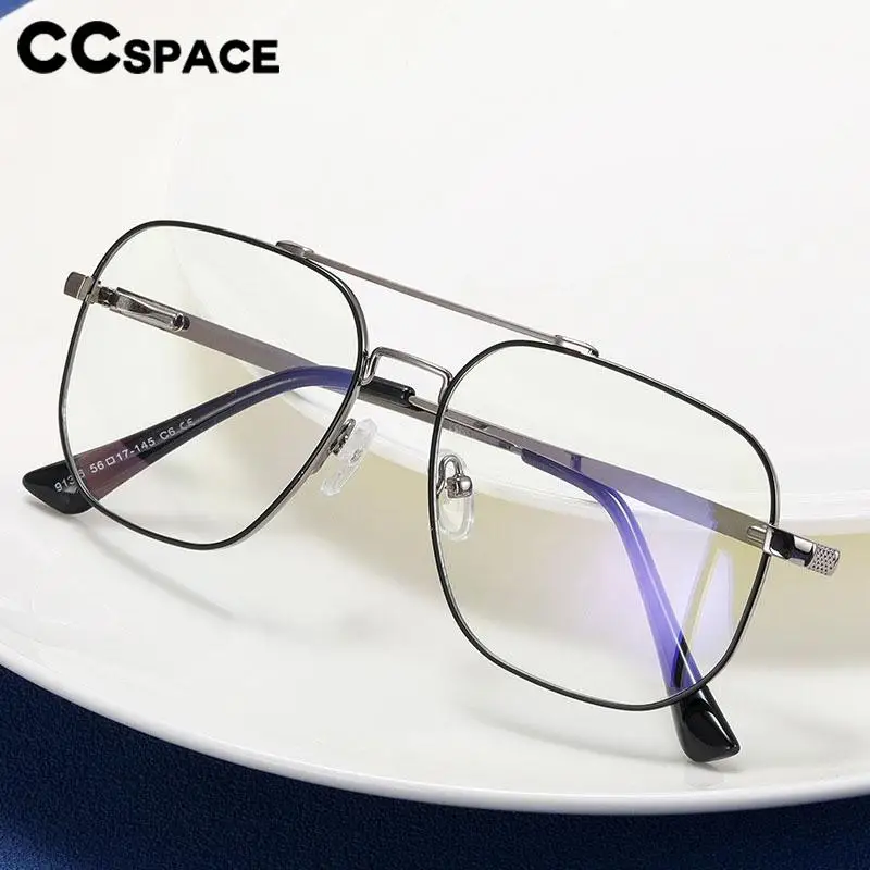 57238 Trend Large Size Pilot Glasses Frame Men Fashion Spring Hinge Anti Blue Light Eyeglass Women Prescription Spectacle