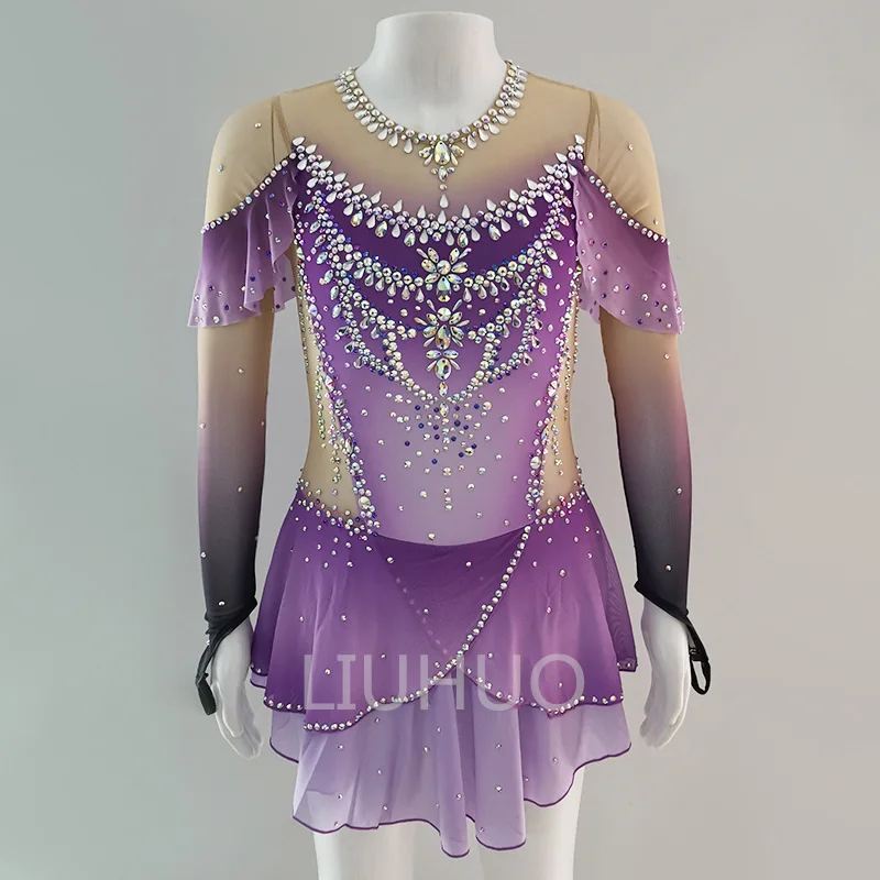 LIUHUO Figure Skating Performance Clothing Children\'s Adult Skating Performance Grading Clothing Artistic Gymnastics Grading