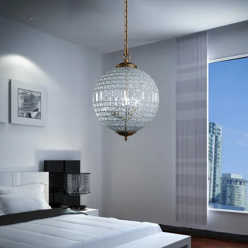 Mid Century Pendant Light Vintage Crystal Ball Hanging Light for Living Room Bedroom Luxury Lustres Bathroom Dining Room Lights