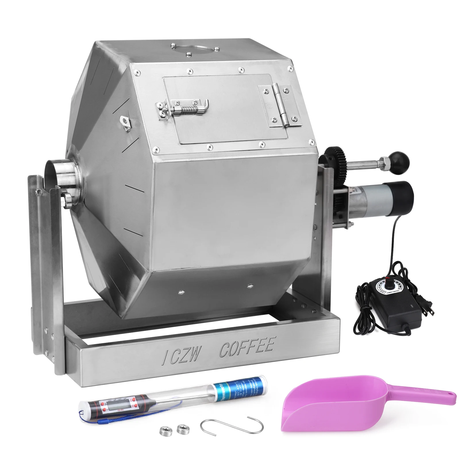 Gas Stove Coffee Roaster 14.5L 304 Stainless Steel Visible Roasting Machine Automatic Stirring 6RPM for Beans Nuts Grains Home K