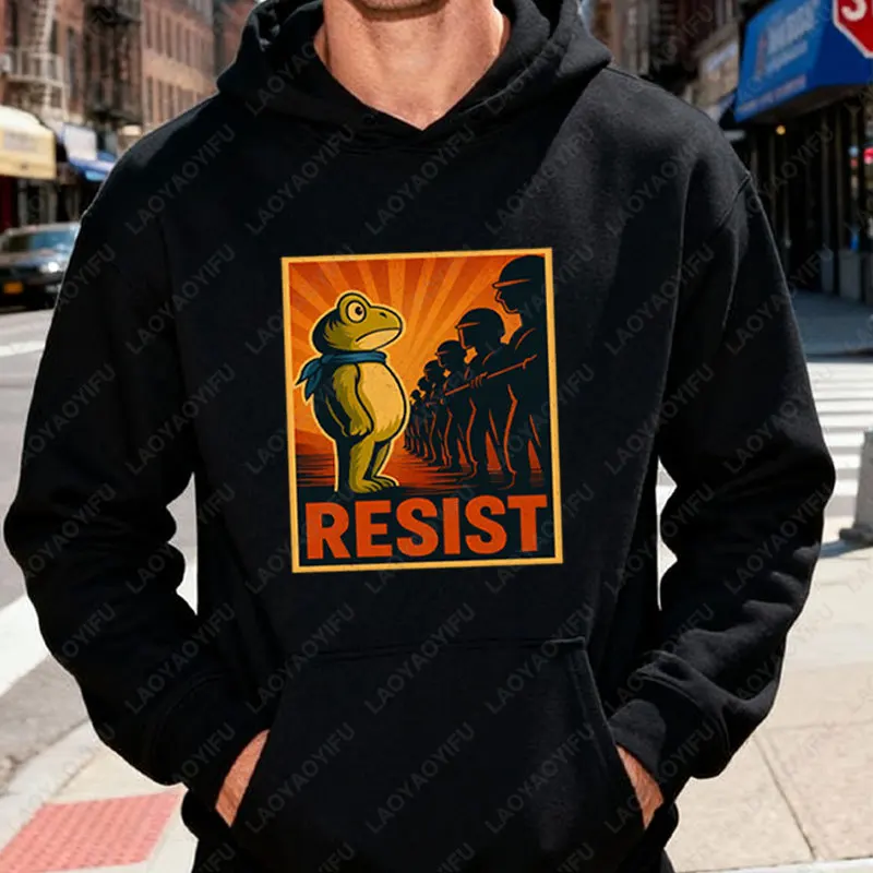 

Vintage Style Portland Frog Resist Sweatshirt Portland Protest Graphic Hoodie Retro Activist Frog Men Woman Fall Winter Hoody