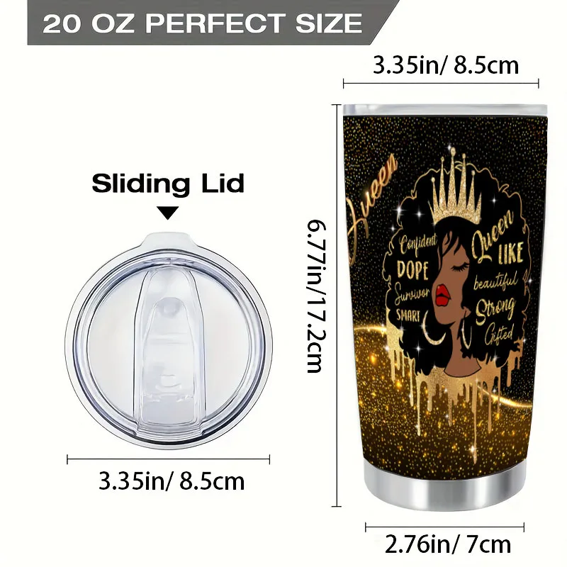 عبوة واحدة من كوب معزول كوين مع غطاء، كوب سفر من الفولاذ المقاوم للصدأ سعة 20 أونصة، كوب حراري قابل لإعادة الاستخدام للمشروبات الساخنة والباردة #2