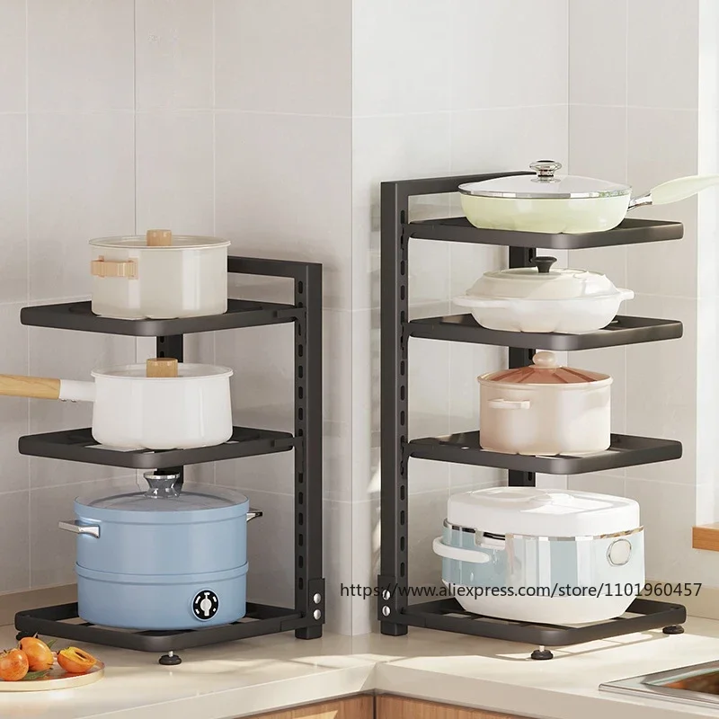 

Kitchen Organizer Rack Sink Shelf Cabinet Multi-layer Pot Rack Holder Household Frying Pan Organizer Pot Lid Holder Bowl Shelf