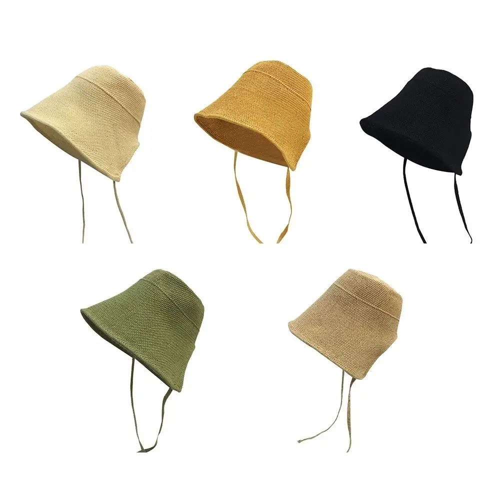 Big Wide Brim Linen Straw Bonnets Lace Up Closure Adjustable Straps Cloche Hat Geometric Pattern Bow Accent Straw Woven Hat
