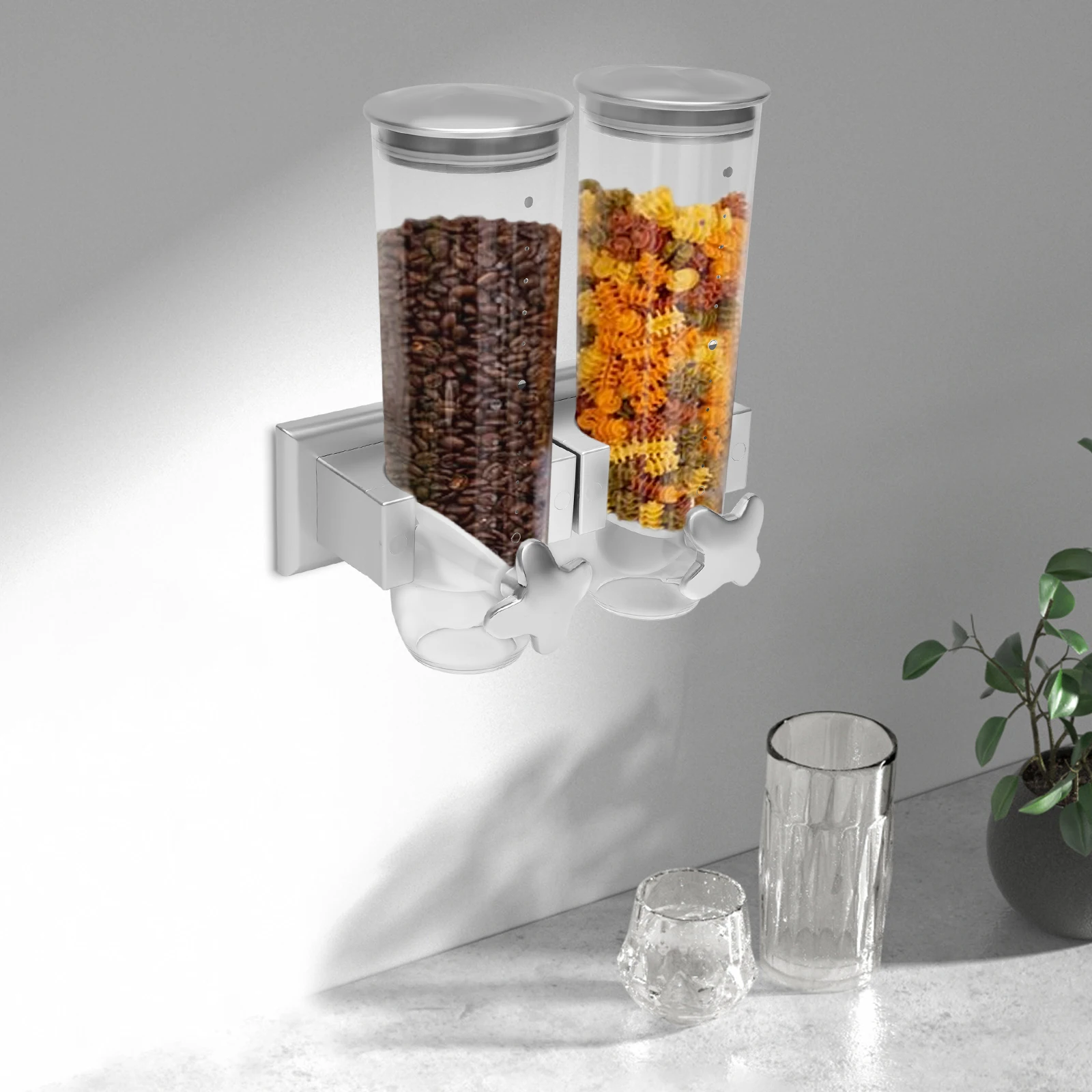 101oz السعة الإجمالية دلاء مزدوجة آلة توزيع الحبوب الجافة على الحائط لتخزين الأرز والدخن والأرز الأسود والأرز الأصفر #6