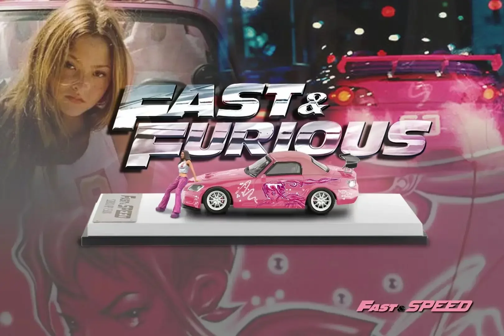 **Pre-order **Fast Speed FS 1:64 S2000 AP1 Soft Top FNF Suki Pink Diecast Model Car