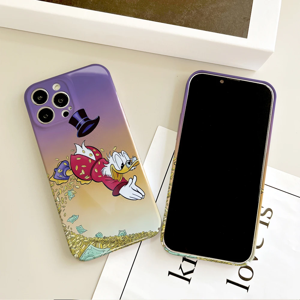 MINISO S-Scrooge McDuck Rich Phone Case For Samsung S23 22 21 Fe Ultra Plus A04 33 5G All-inclusive Glossy Hard Cover Film Shell