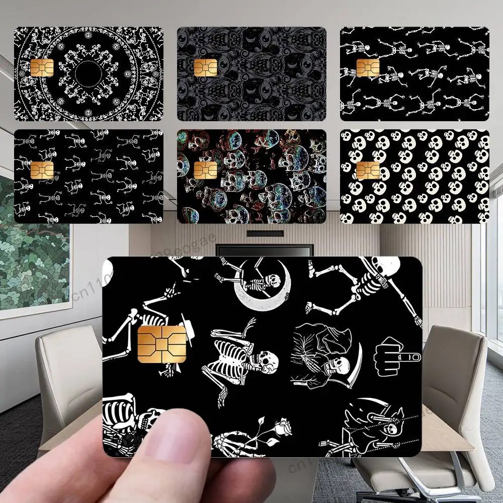 

Halloween Art Skul Tile Card Sticker PVC Film Skin Sticker For Debit Waterproof 4PCS Film Small Large Chip