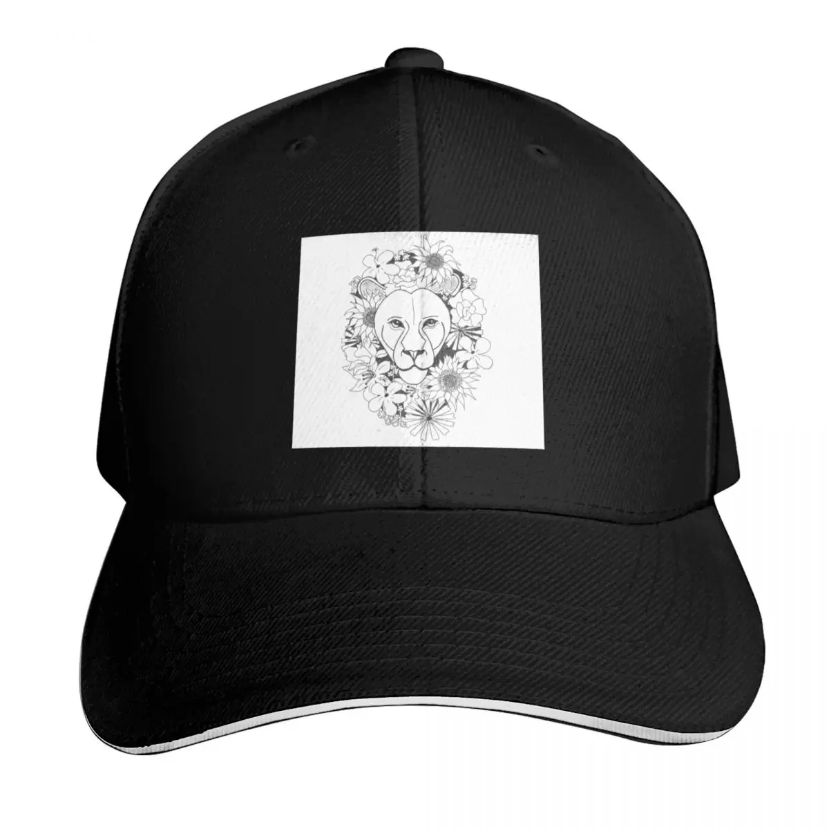 Blooming Courage Lion Baseball Cap Vintage Retro Embroidered Lightweight Packable Gift for Him Her