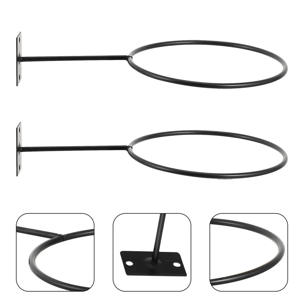 

2 Pcs Ball Bracket Man Drainage Basket Hanging Display Iron Basketball Mounted