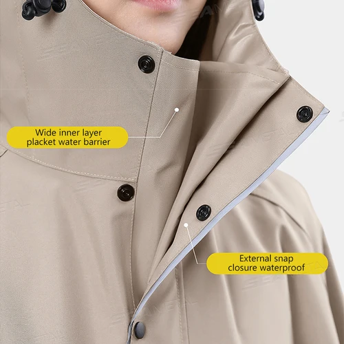 Imagen 2 del producto BLALION-Chaqueta de lluvia gruesa Oxford, Poncho de lluvia impermeable, abrigo de lluvia de moda Unisex, impermeable largo, ropa de lluvia holgada de gran tamaño con capucha