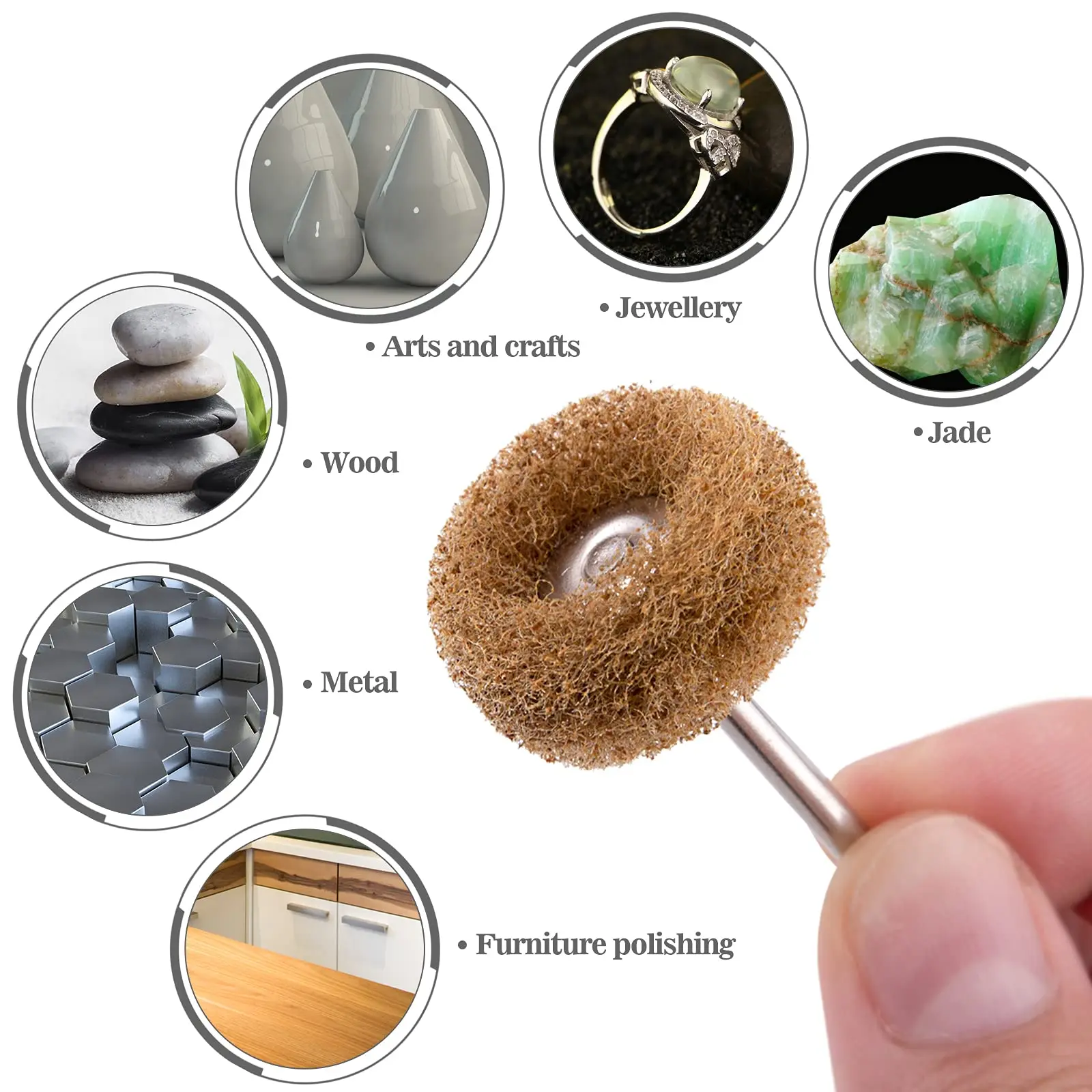 Ruote Abrasive da 60 pezzi, ruote per lucidatura lucidanti da 1 pollice 25mm per utensili rotanti-gambo da 1/8 ", punte per lucidatura per la rimozione della ruggine