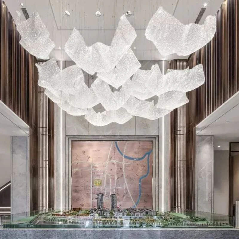 Crystal Pineapple Beads Decorative Exhibition Hotel Stair Villa Engineering Custom Led Crystal Chandelier Light