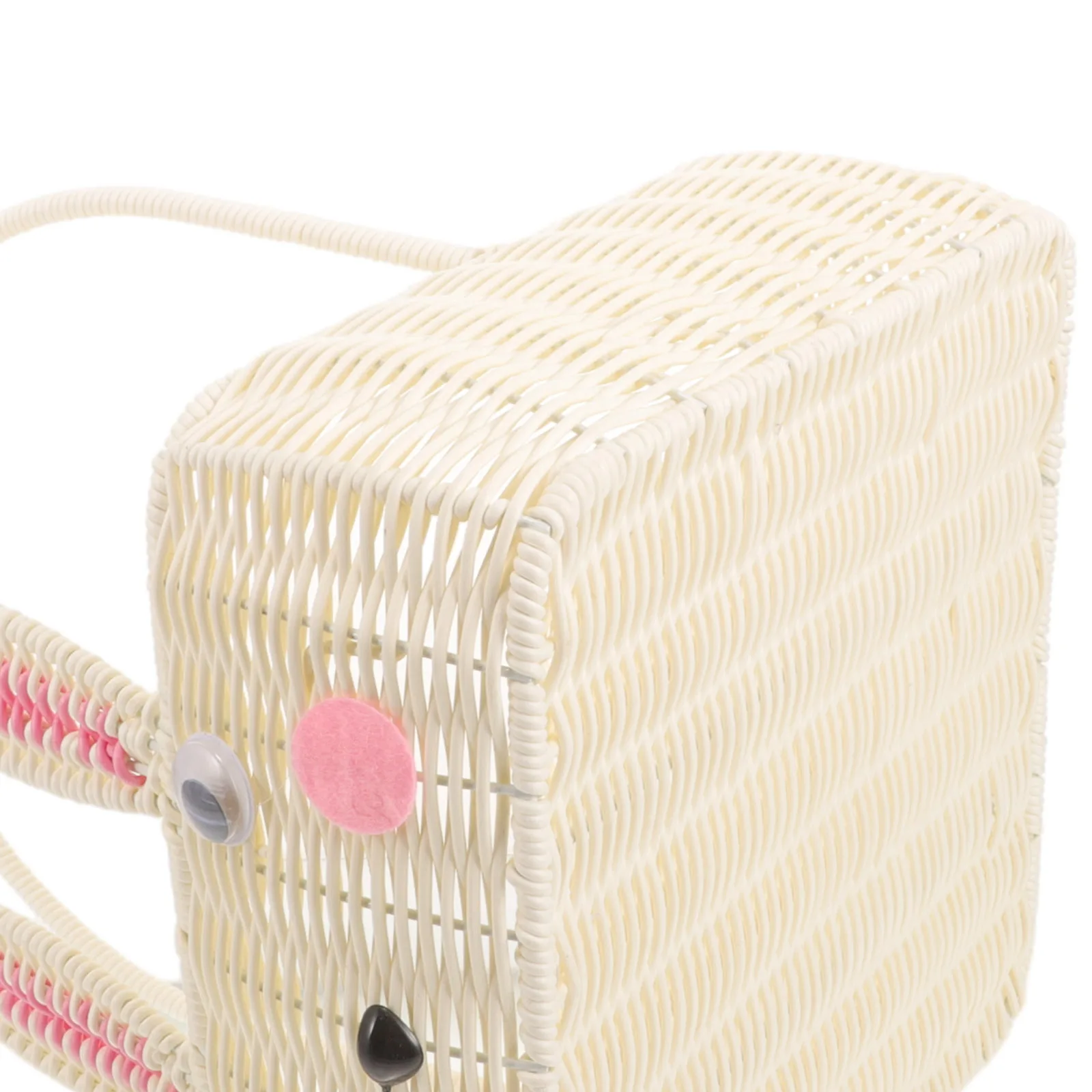 Cesto di frutta con orecchie di coniglio TL77 Contenitori portaoggetti intrecciati quadrati piccoli Tubo in PP imitazione rattan Decorazioni per la casa Funzionale