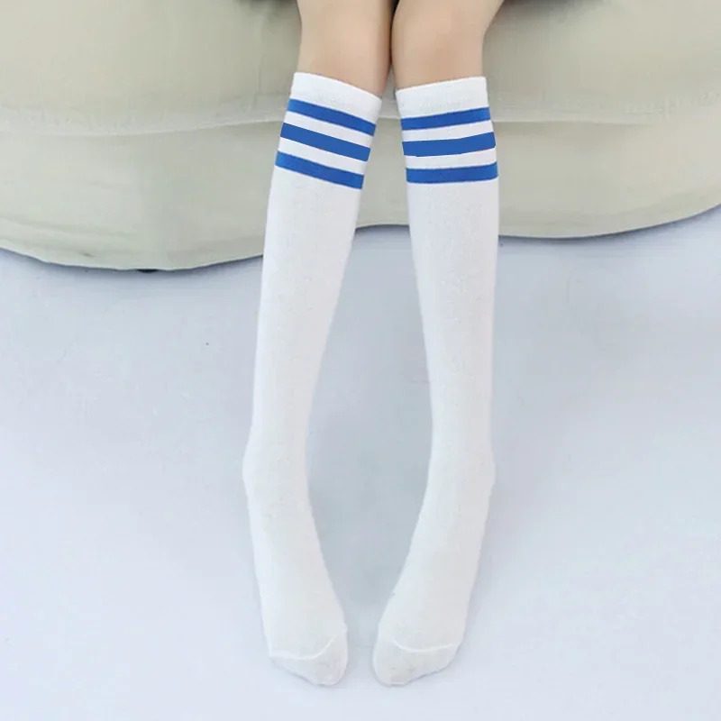 Kids Knee High Socks Girls Boys Football Stripes Cotton Sports School White Black Socks Skate Children Baby Long Tube Leg Warm