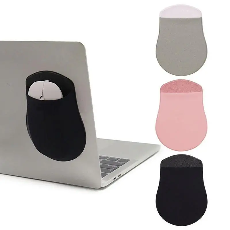 Notebook Mouse Holder Reusable Adhesive Stick On Wireless Mouse Storage Pouch Convient No Glue Residues Compatible With Laptop