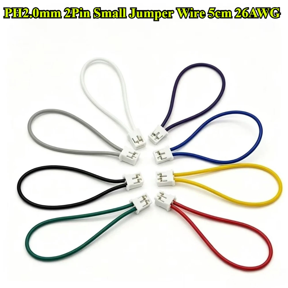 50/100Pcs/lot PH2.0mm 2Pin Small Jumper Wire Terminal Wire 5cm 26AWG Electronic Wire Colored Line Connector