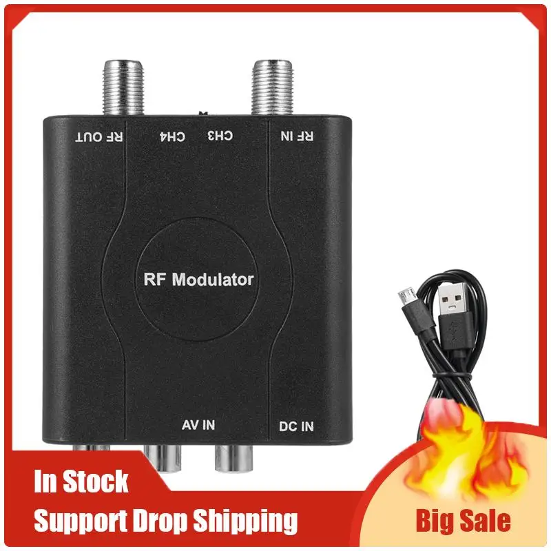 RF-modulator AV naar RF-converter M61A AV naar RF CH3/CH4-kanalen Video-ingangsadapter voor VHF-demodulatorconverter, eenvoudig te gebruiken